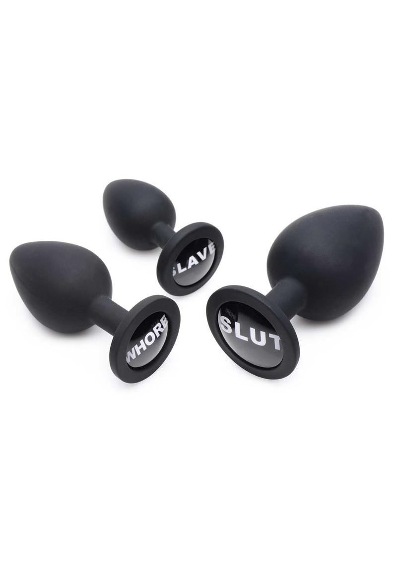 Master Series Dirty Words 3pc Anal Plug Set Silicone Black – J&A Consulting