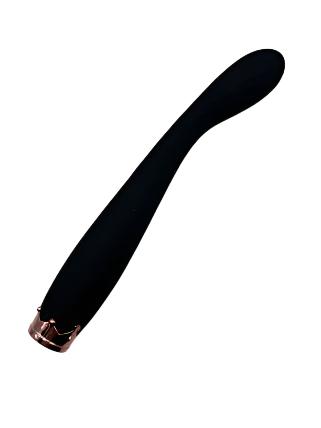 BlissFlex G-Spot Vibrator in pink, purple, and black. Flexible, 7-inch silicone vibrator with clitoral stimulation, USB rechargeable