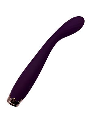 BlissFlex G-Spot Vibrator in pink, purple, and black. Flexible, 7-inch silicone vibrator with clitoral stimulation, USB rechargeable